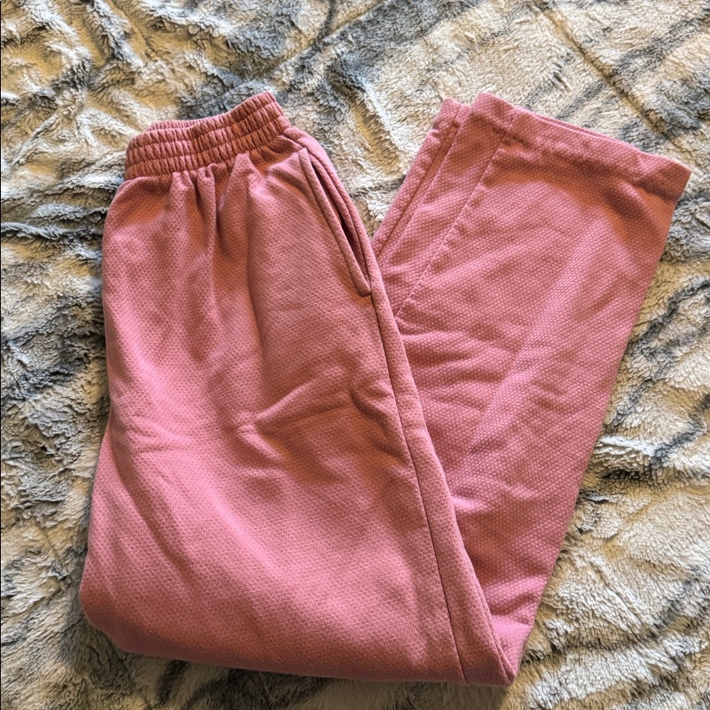 Pink knit sweat pants